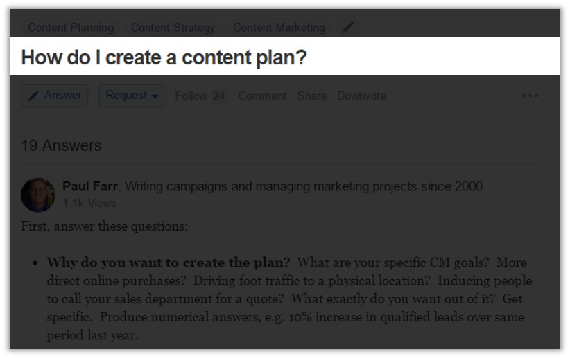 以How do I create a content plan 為例.