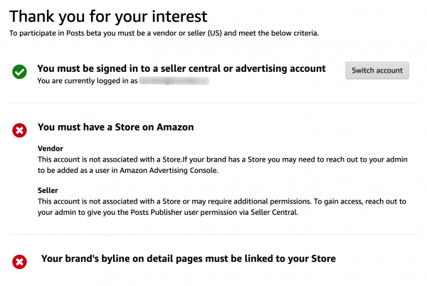 How to set up Amazon Posts - step 1